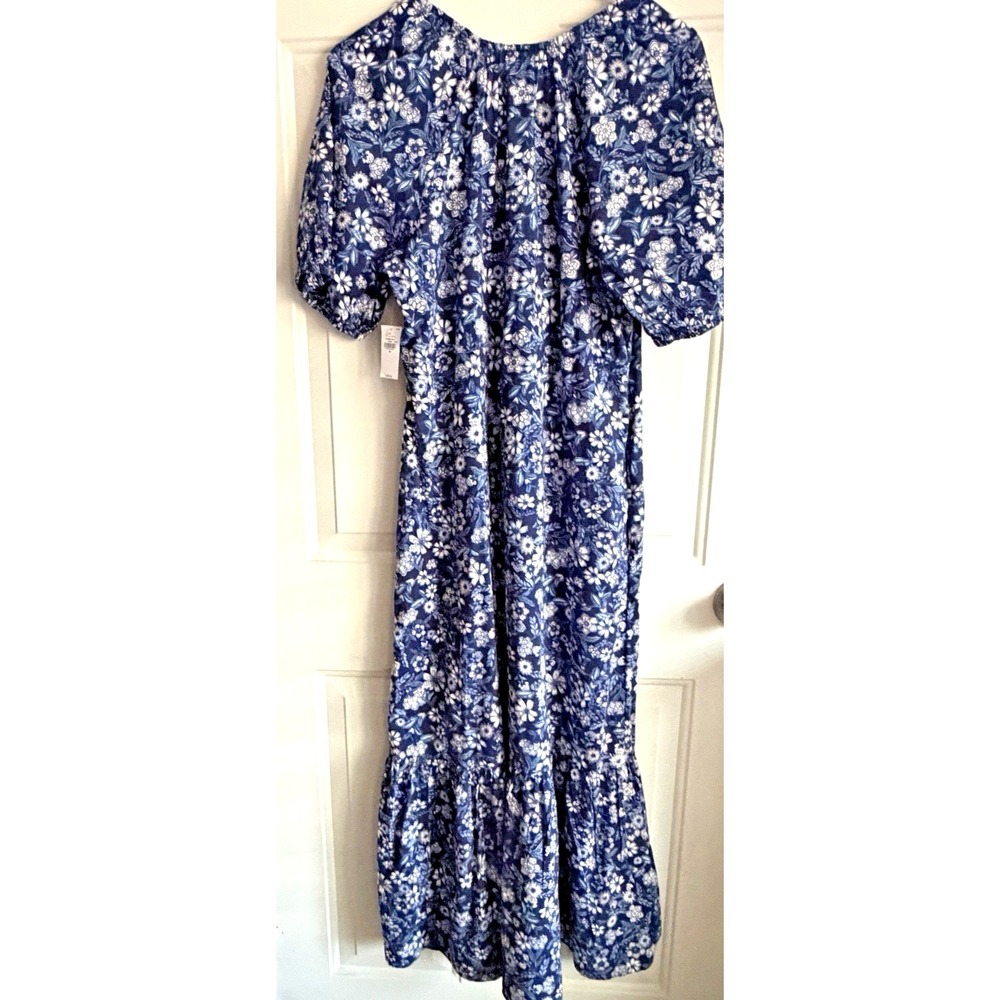 Old Navy Floral Maxi Dress Women's Medium BluePuff Sleeve Boho Cottagecore NWT - Picture 2 of 15